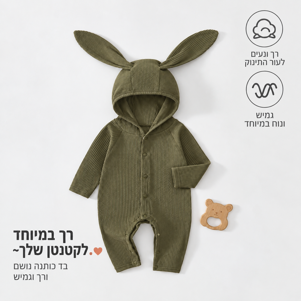 רומפר ארנב בובי לתינוק | חליפת זחילה חלקה לאביב וסתיו